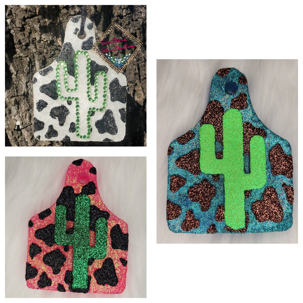 Cactus & cow print cowtag