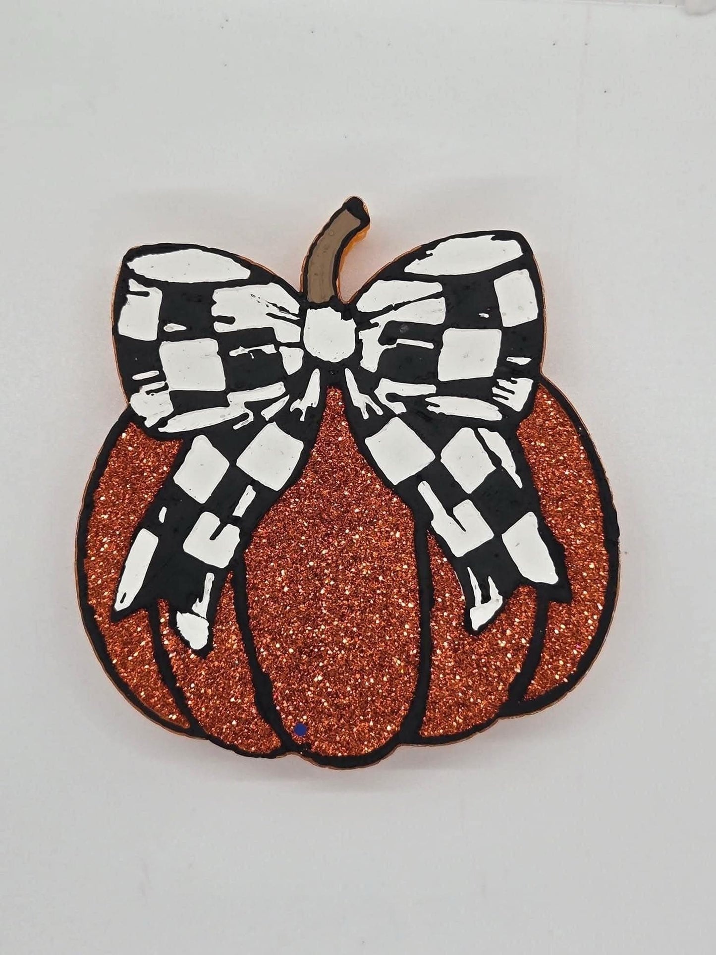 Checkered bow pumpkin