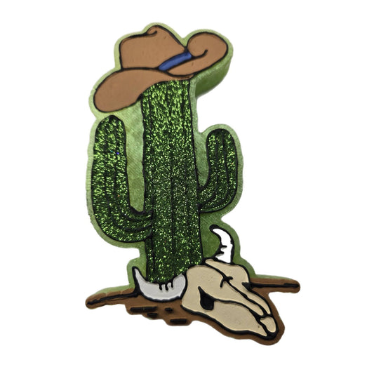 Cactus with cowboy hat & bull skull