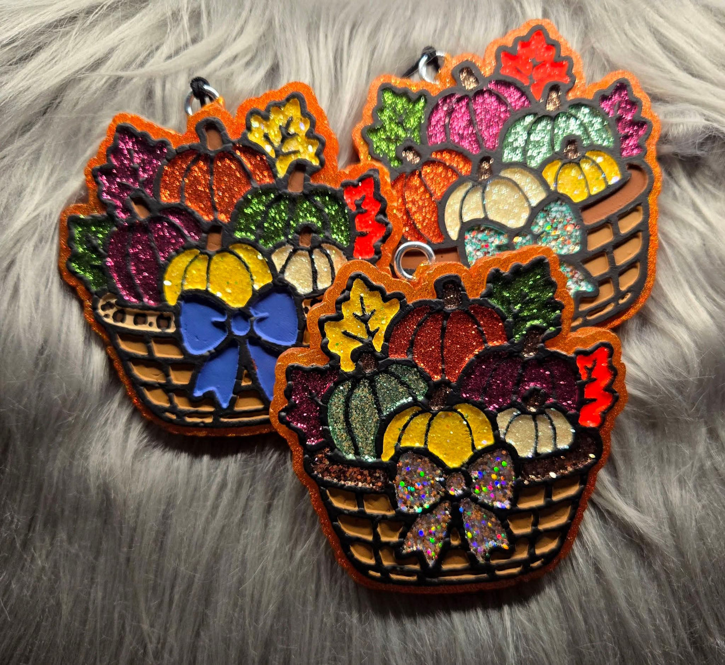 Fall basket of pumpkins