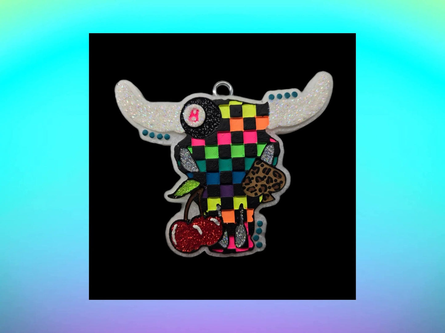 Checkered spade 8 ball cherry bull
