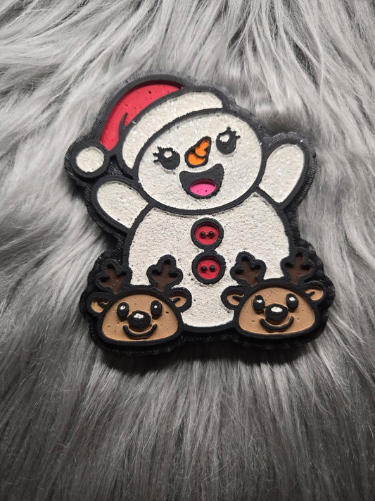 Snowman with reindeer slippers