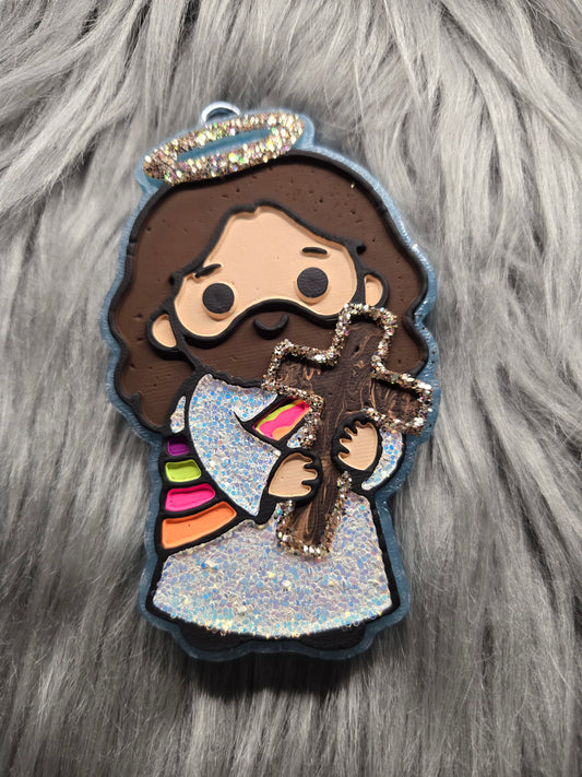 Jesus holding Cross