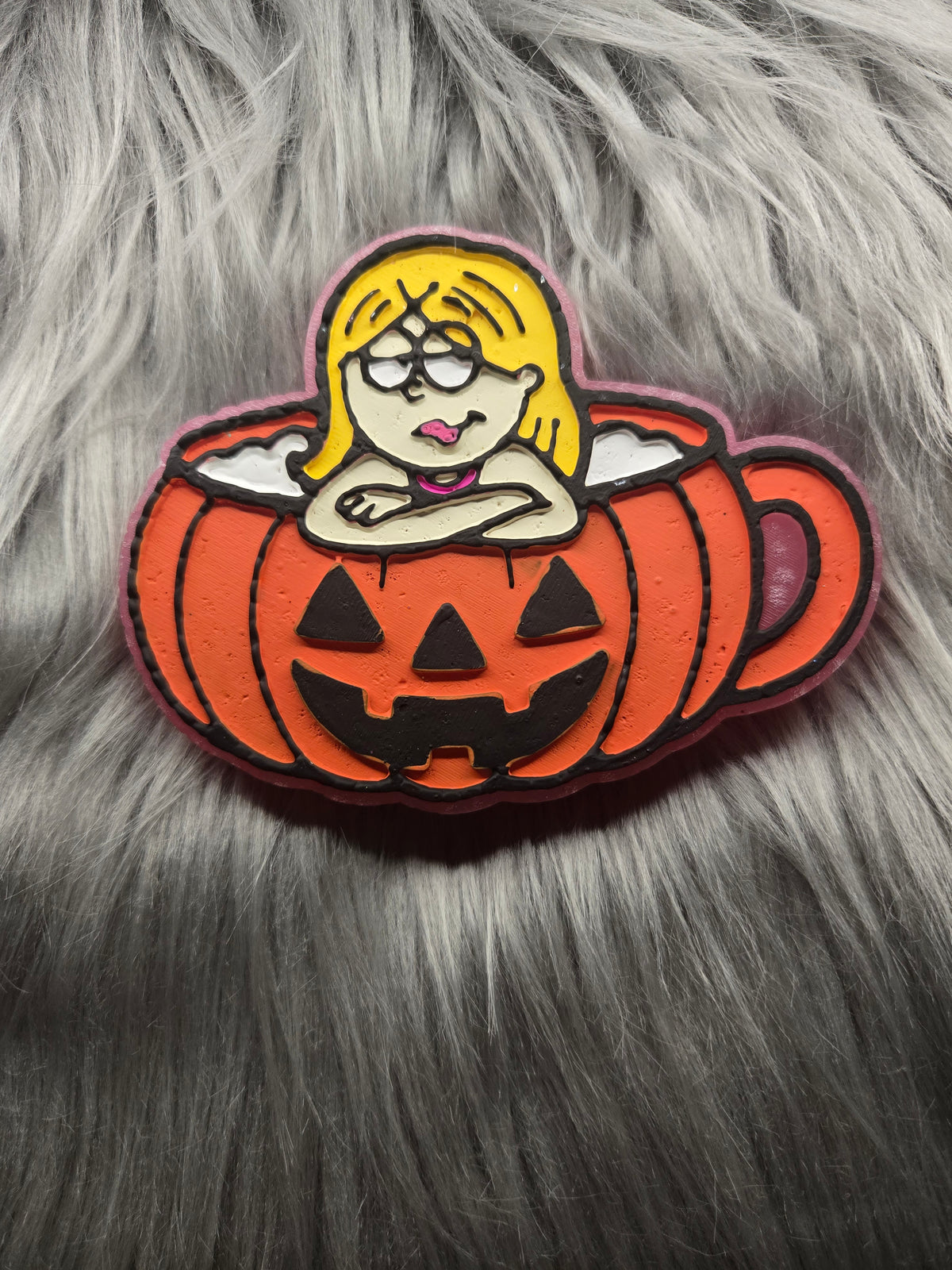 Lizz in a pumpkin mug
