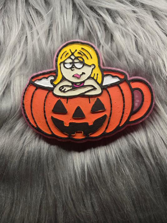 Lizz in a pumpkin mug